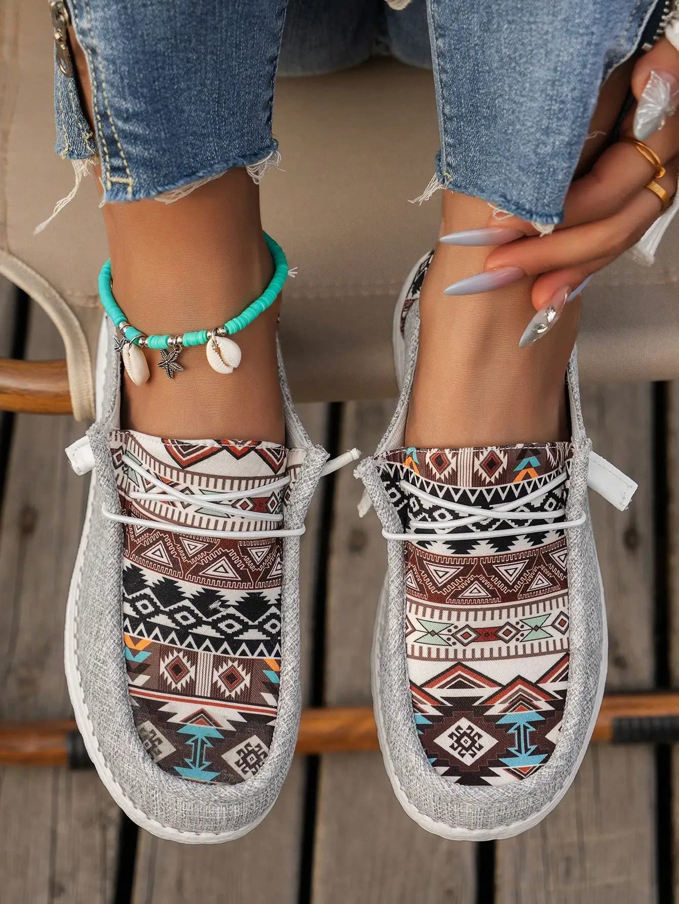 Sneakers Casual Comode con Patchwork Floreale per Donna, Stile Quotidiano per Autunno e Inverno