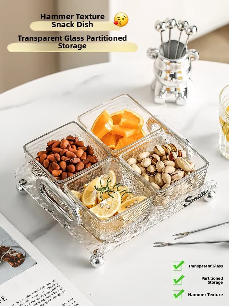 Vassoio in Vetro per Frutta dal Design Elegante, per Tavolino da Salotto, Espositore per Caramelle e Frutta Secca, Alto Valore Estetico, Uso Domestico
