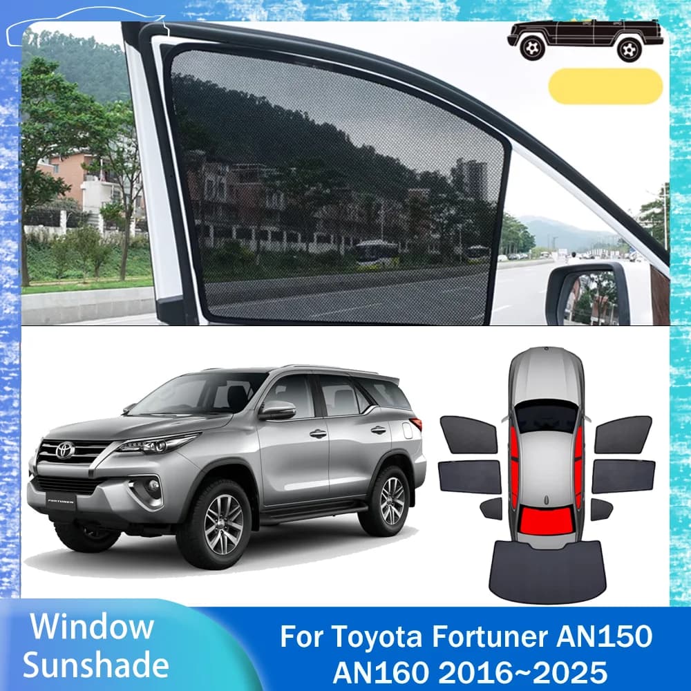 Per Toyota Fortuner AN150 160 2016 ~ 2025 2017 2018 2019 2020 2021 2022 2023 2024 Auto Maglia Magnetica Privacy Parasole Finestrino Laterale Parasole Protezione Accessorie