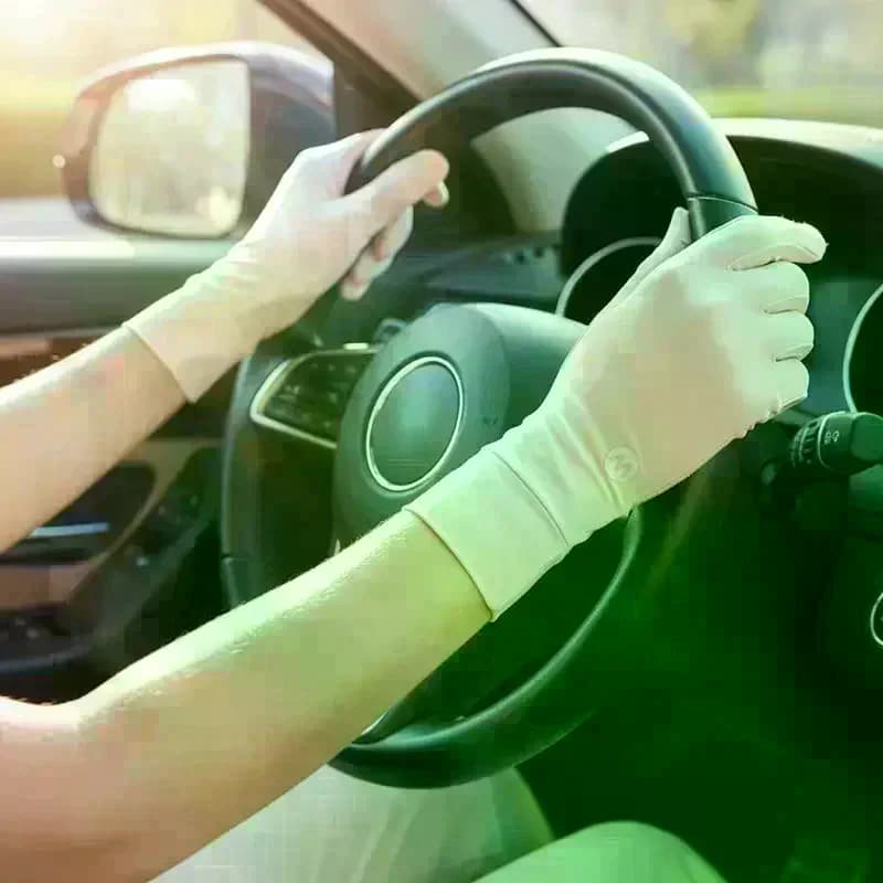 Guanti da donna in seta ghiaccio per protezione solare, 1 paio, maniche estive anti-UV per ciclismo e guida all'aperto