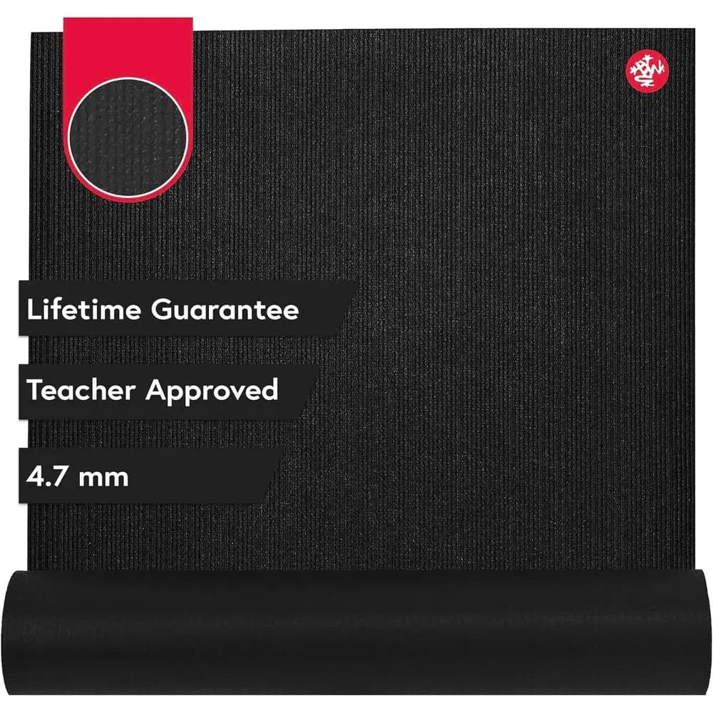 Tappetino Yoga Durevole Spessore 71 - 4,7 mm, Trazione Igienica, Approvato dagli Insegnanti, 71x24 Nero