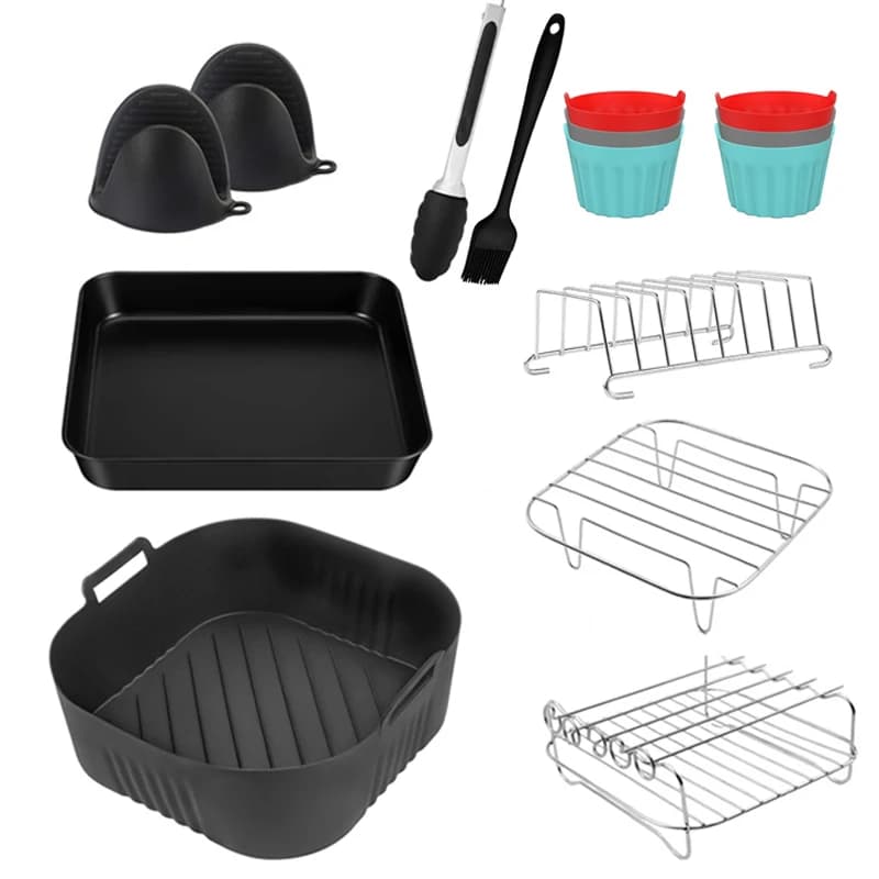 Air Frying Accessories for COSORI 6,4L,Cecotec 5.5L 6L,Ninja 180 Square Silicone Air Frying Machine/Grill Rack/Air Frying Machine Tools