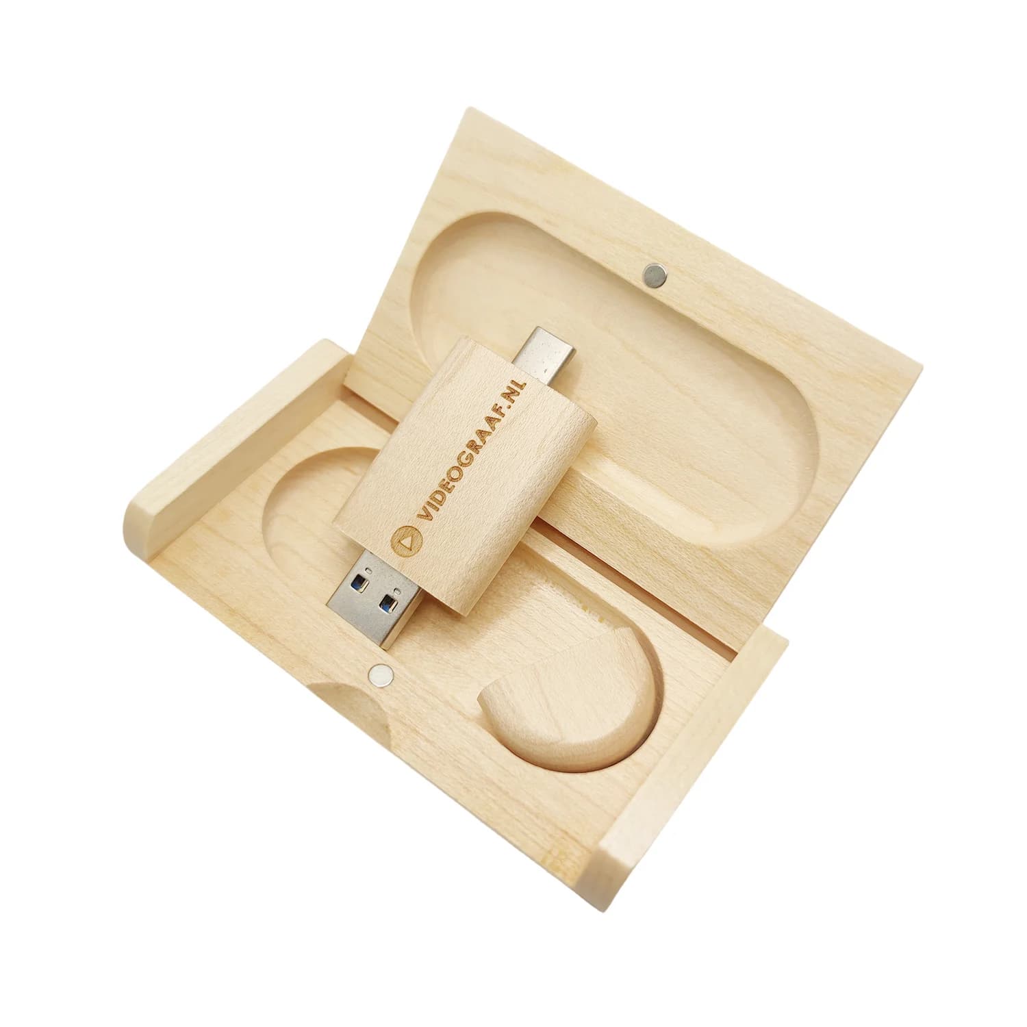 LOGO con incisione laser personalizzato gratuito Chiavetta USB 2.0 ovale in acero e TYPE-C con confezione regalo flip in legno 4 GB 8 GB 16 GB 32 GB 64 GB 128 GB
