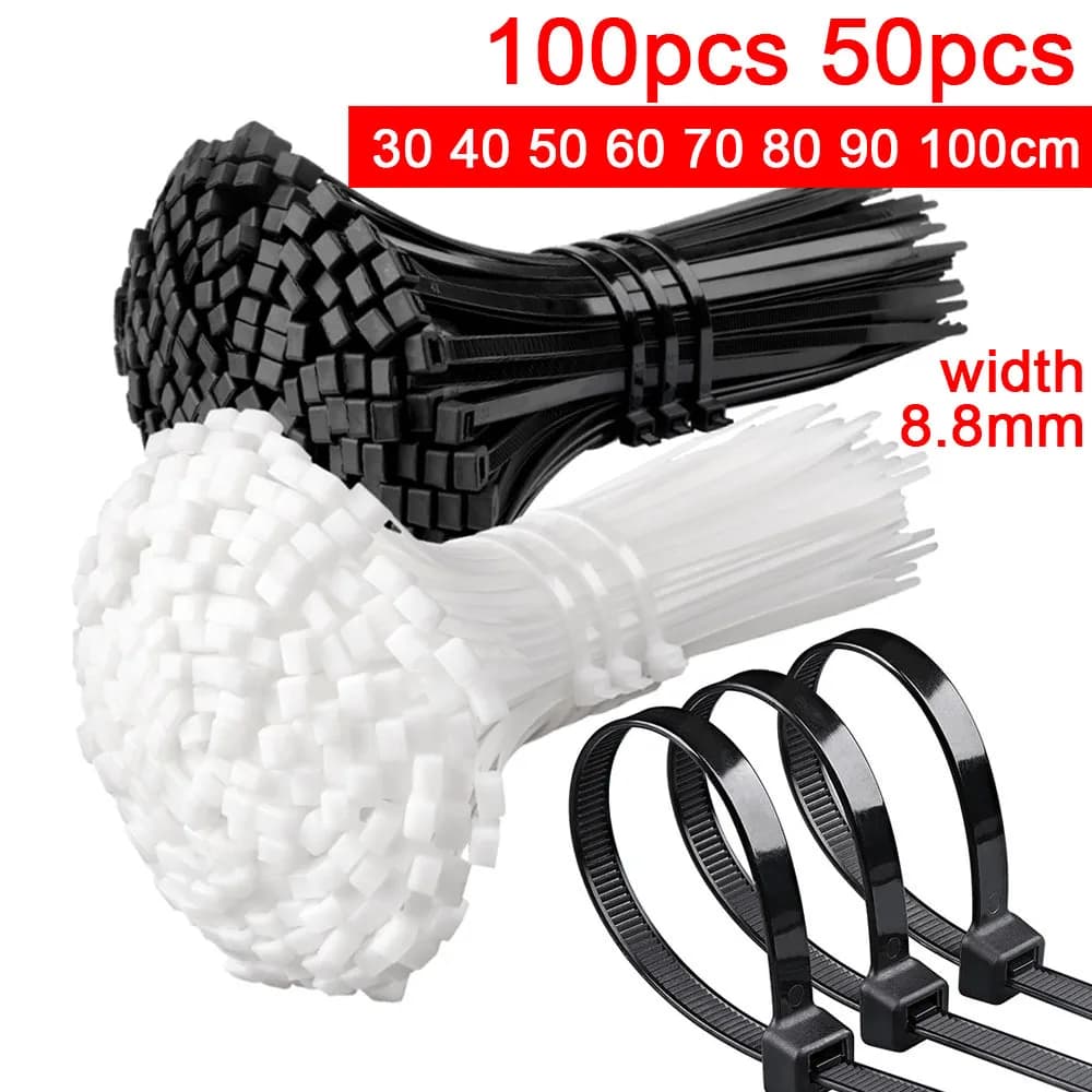 100/50 pz Fornitura Elementi di Fornitura Fascette Hardware 10*300 10*500 10*720 10*900 Fascette In Nylon di Plastica Fascette autobloccanti 8.8mm