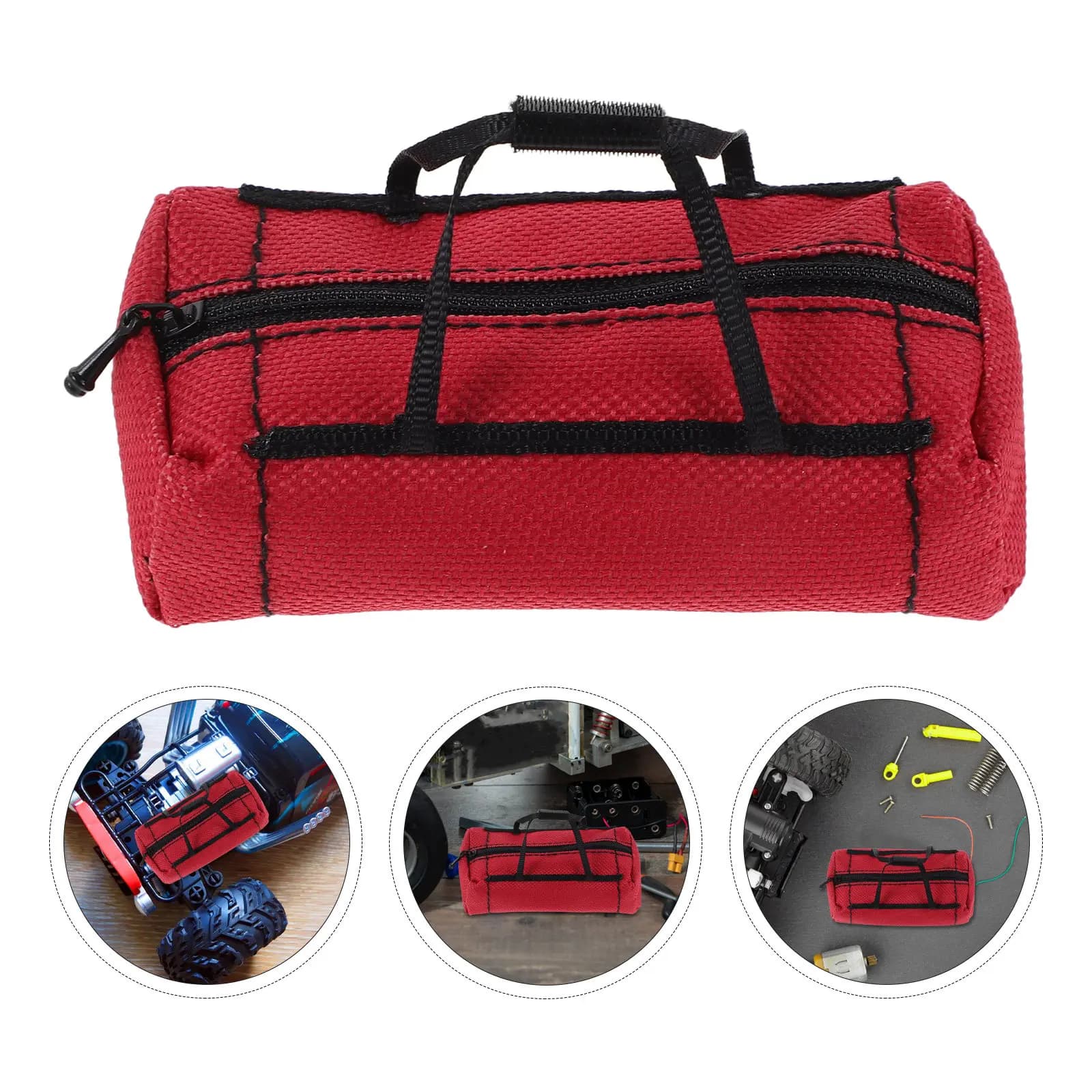 Red 1:10 Scale Simulation Travel Bag for Rc Car Lightweight Wear-Resistant Mini Luggage Accessory for Outdoor Racing Decorative