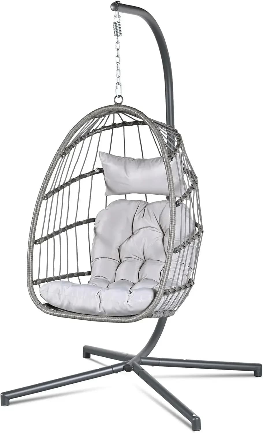 Hanging Egg Chair Stand Indoor Outdoor Swing Hammock Chair Cushion Capacity Relax Bedroom Balcony Garden Patio