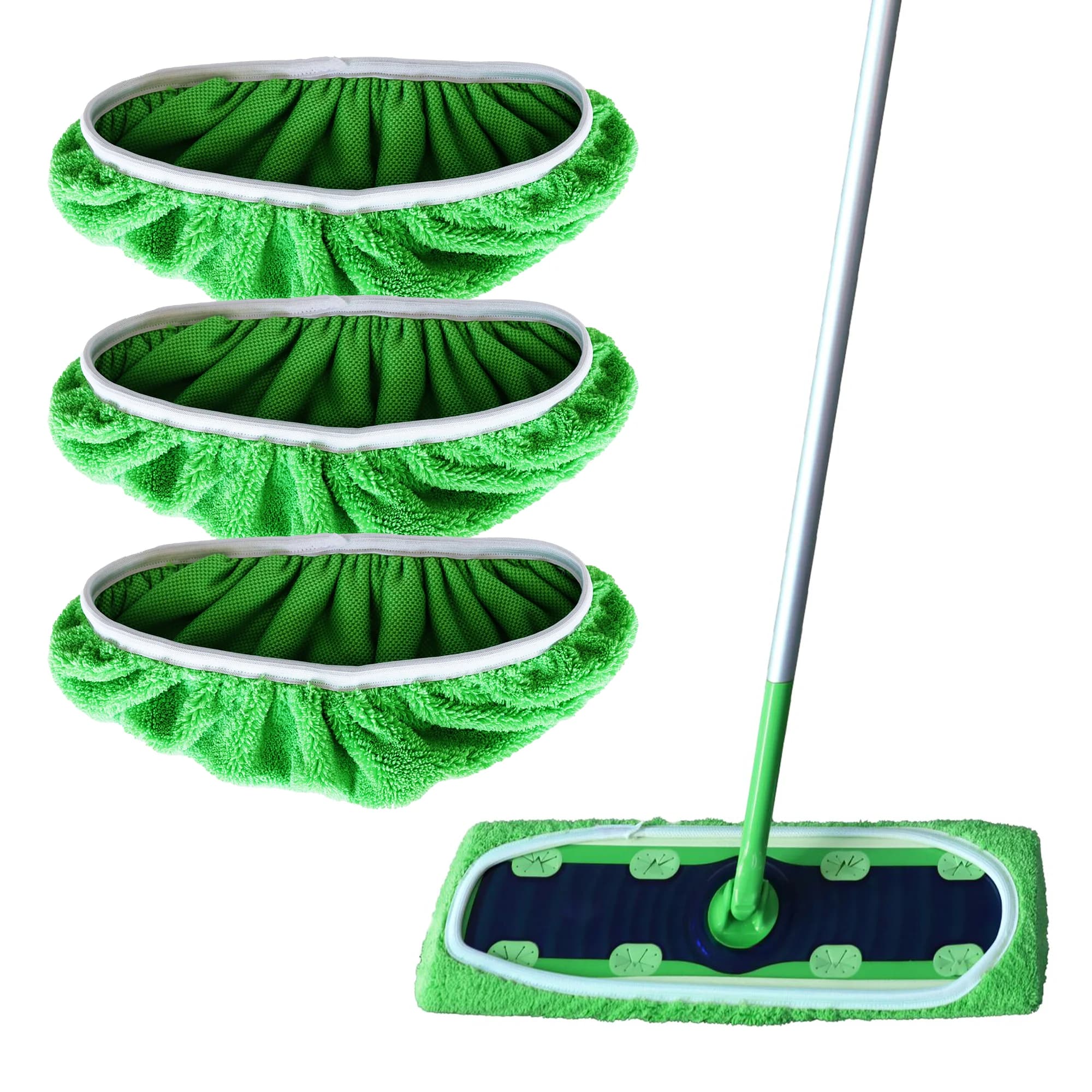 3 pezzi di panni in microfibra riutilizzabili per Swiffer XL Sweeper, ricariche lavabili verdi per la pulizia a secco e a umido dei pavimenti, 17“*5”