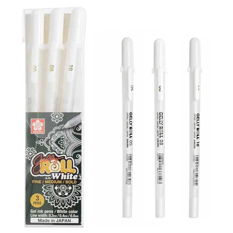 1/3PCS SAKURA Gelly Roll Gel Pens Highlight Pen for Journaling Art Design Classic White Ink Point Assorted End Middle Bold