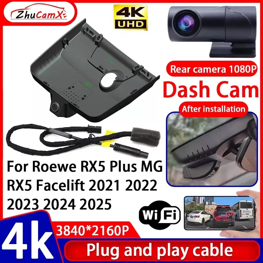 Video Recorder with Night Vision 4K, DVR Camera for Auto Plug and Play, Dash Cam for Roewe RX5 Plus MG RX5 Facelift 2021 2022 2023 2024 2025