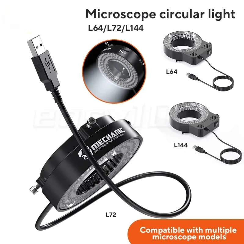 L64/72/144 LED USB Microscope Ring Polarized Light Illuminator Trinocular Microscope Lamp Separation