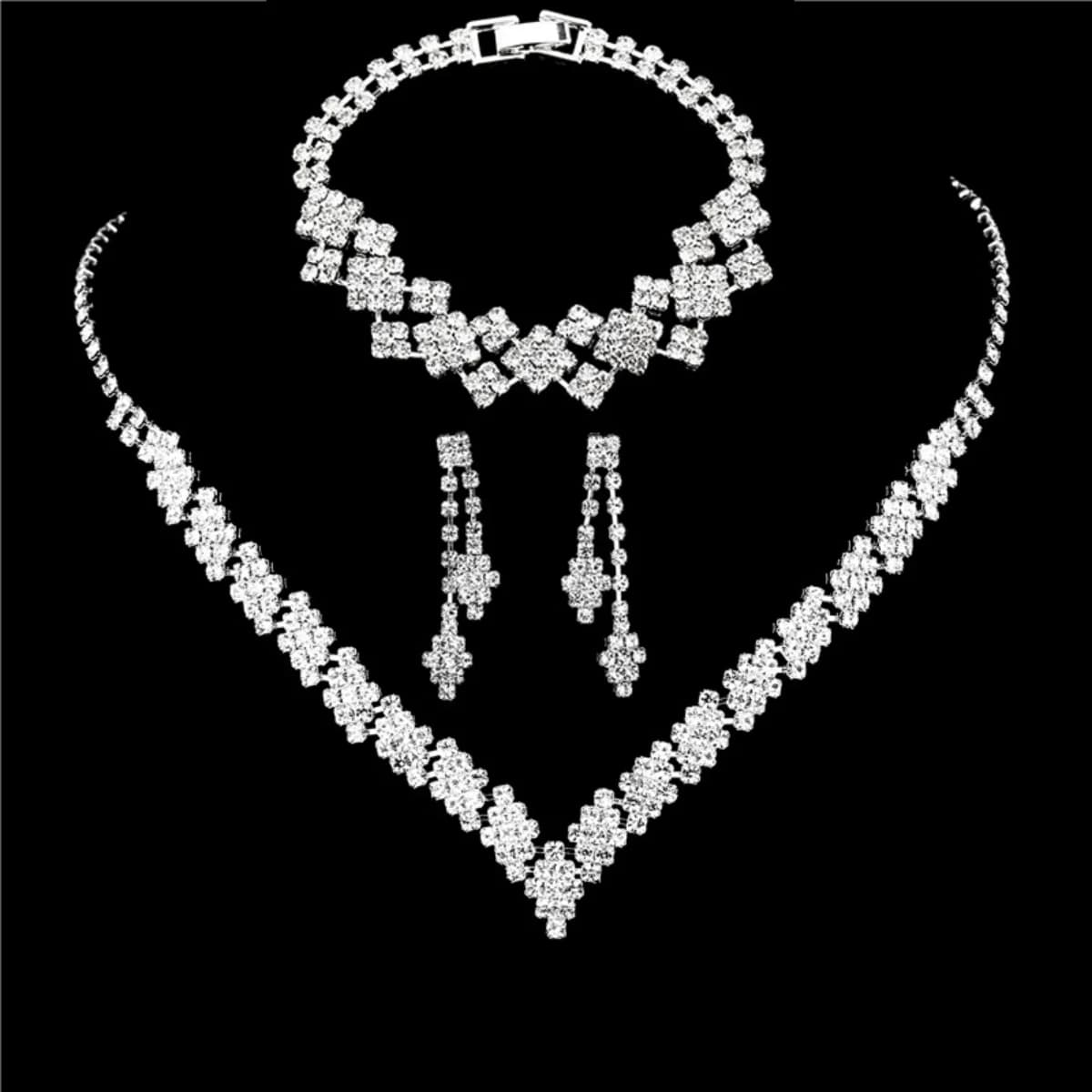 Set di gioielli avanzato e versatile con collana, orecchini, bracciale, adatto per matrimoni, banchetti e accessori per feste.