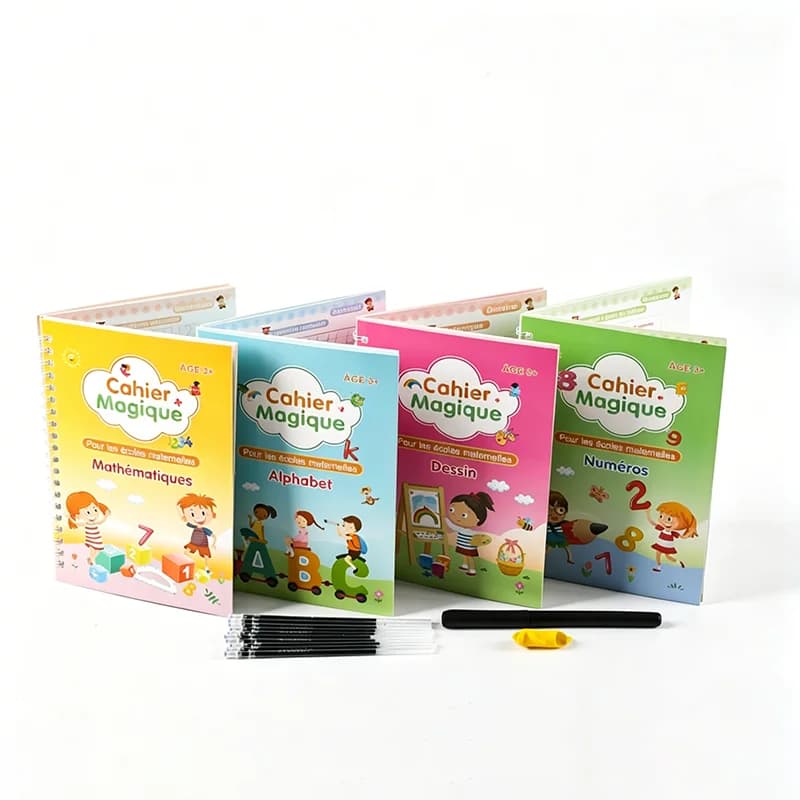 SANK Magic Writing Copybook in English Calligraphy Copy Book Montessori Kids Reusable Handwriting Practice 4 Books/Set Libros
