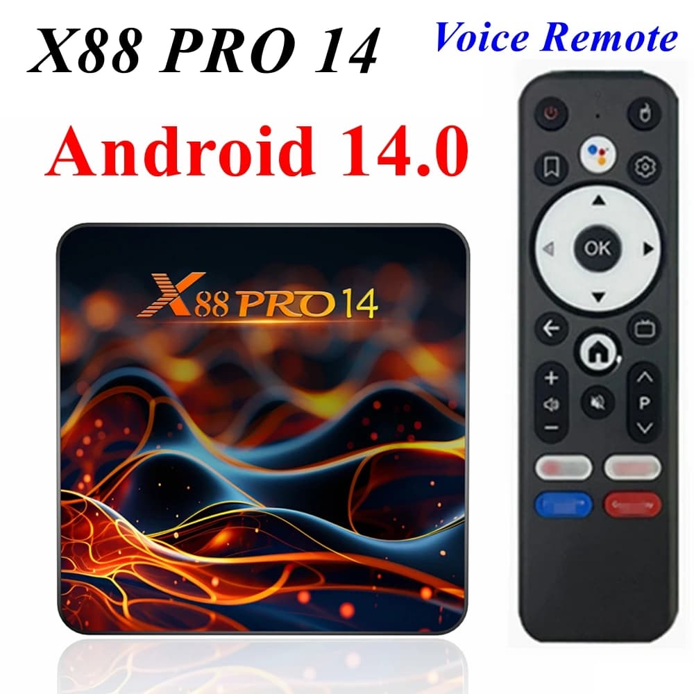 Android 14 TV Box X88 Pro 14 RK3518 Quad Core 2GB RAM 16GB ROM 4K LAN 100M Wifi6 BT 5.0 Lettore multimediale remoto vocale Set Top Box