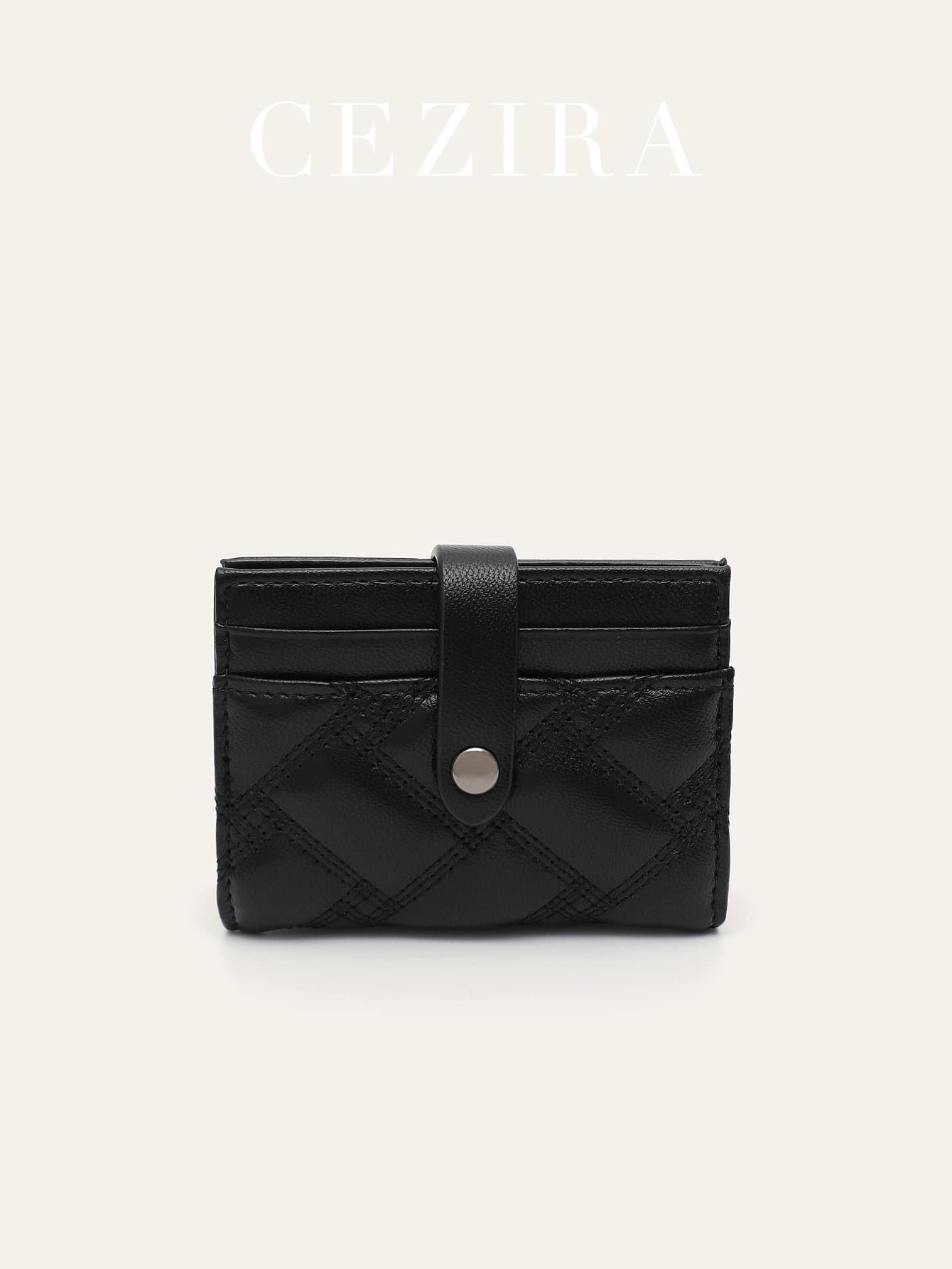 CEZIRA Women Elegant Bifold Short PU Leather Wallet Multi Card Slots Portable Functional Credit Card Holder Daily Travel Gift