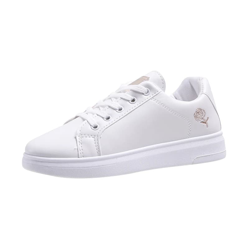 2026 New Spring Autumn Women Casual Shoes White Breathable Embroidered Flower Lace-Up Women Sneakers Fashion Korean Version