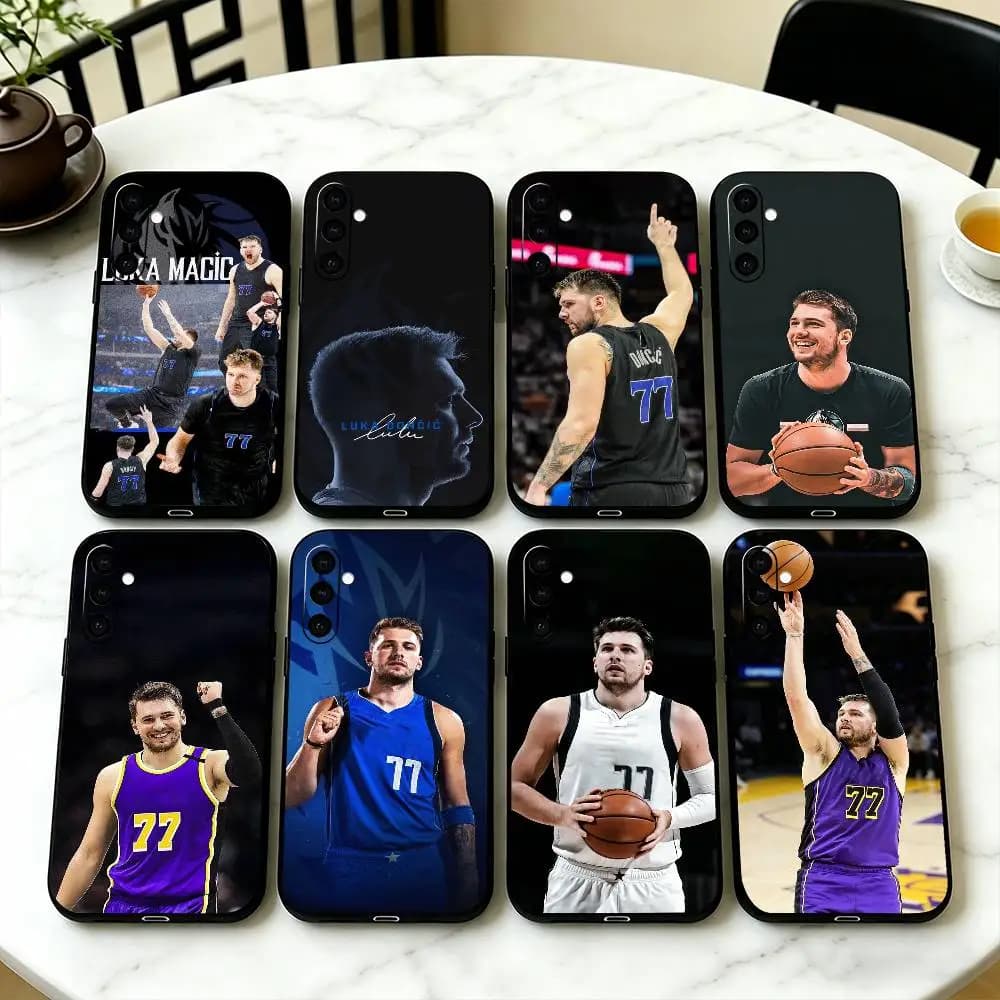 Custodia per telefono Sports Basketball Luka Doncic per Samsung Galaxy A73,A72,A71,A70,A53,A52,A51, cover nera in morbido silicone
