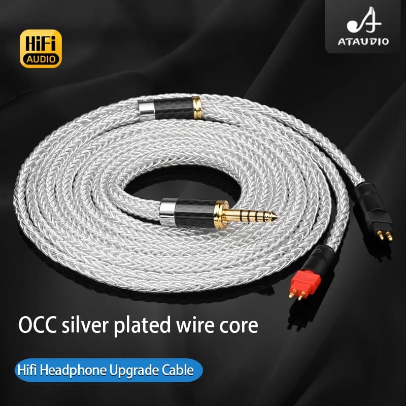 ATAUDIO Cavo di aggiornamento per cuffie HiFi 16 supporti OCC Nuclei in filo placcato argento 2Pin 2.5/3.5/4.4/6.5mm/4Pin XLR Spina maschio Cavo audio