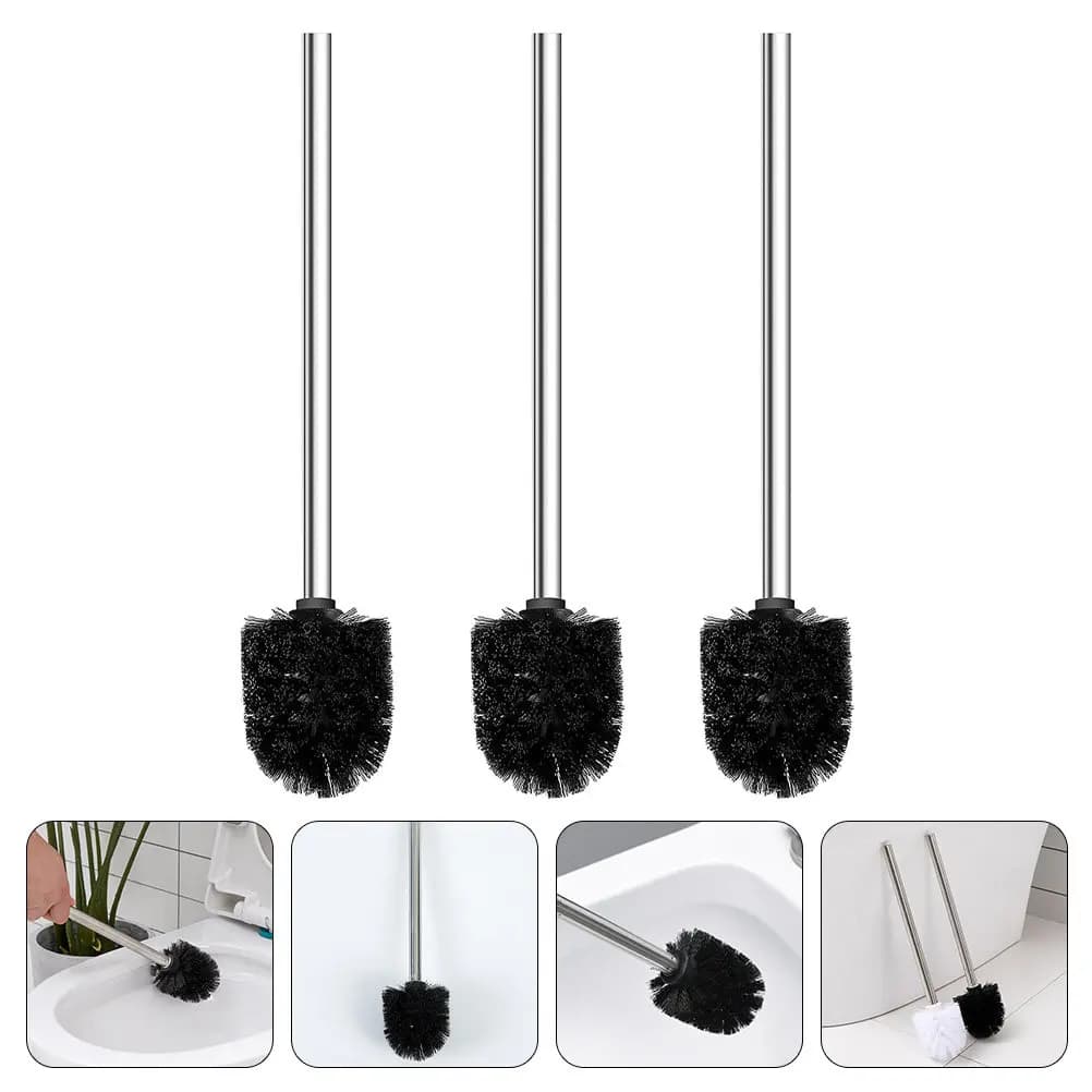 Set di 3 Spazzole per WC con Setole Resistenti e Manico Lungo per Pulizia Profonda del Bagno, Design Moderno ed Estetico Salvaspazio