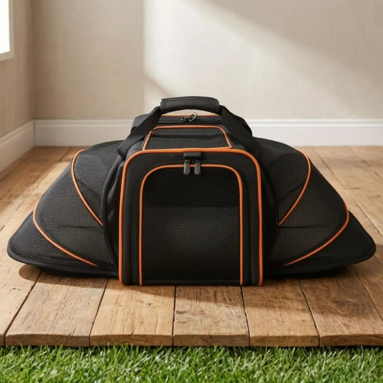 Pet Carrier Bag with Mesh Panels Breathable Expandable Pet Carrier Comfortable Portable for Travel, Vet Visits
