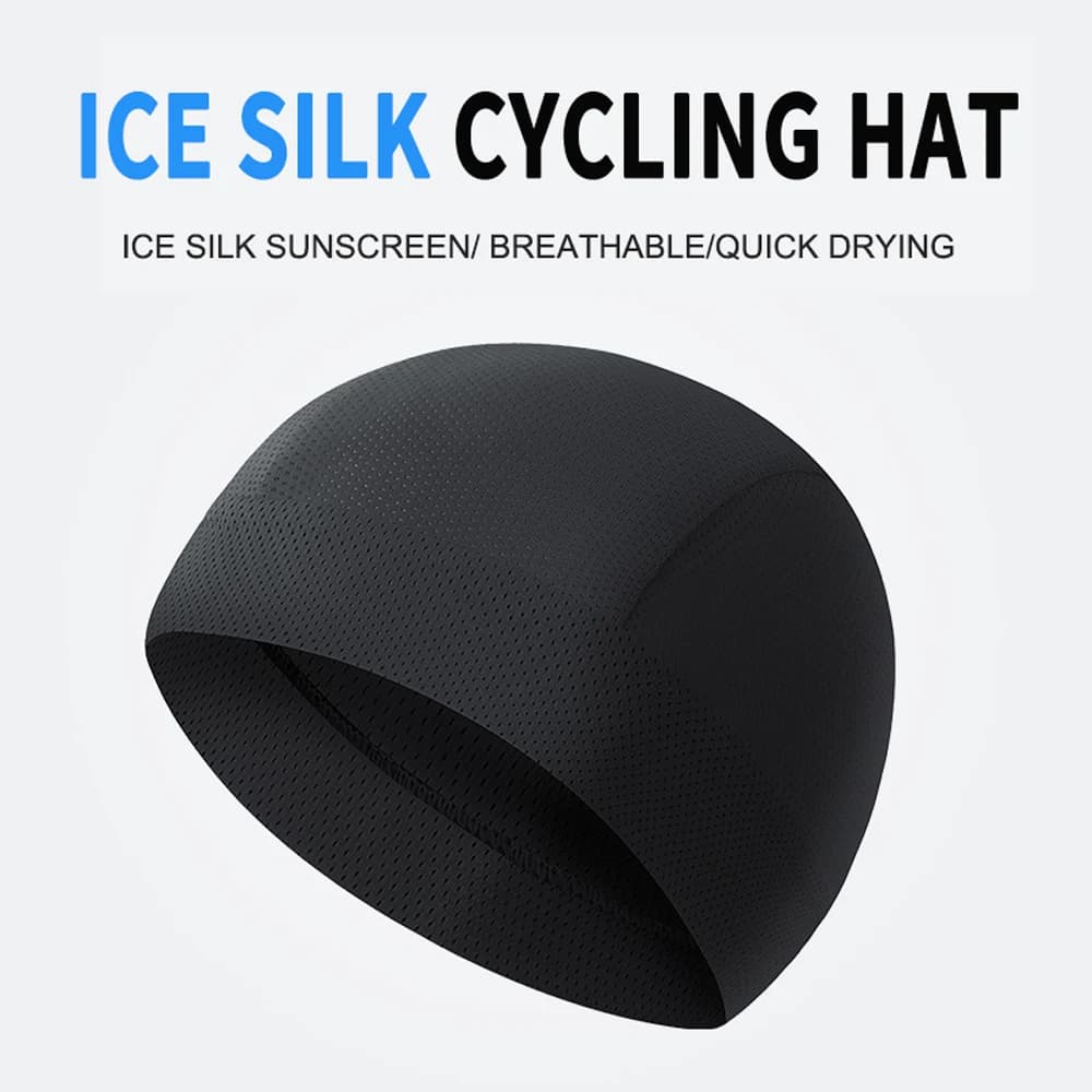 Cappello da ciclismo per sport all'aria aperta Berretto piccolo ad asciugatura rapida Cappello da moto in seta di ghiaccio traspirante Cappello da fodera per casco da bici Corsa da sci Headwe
