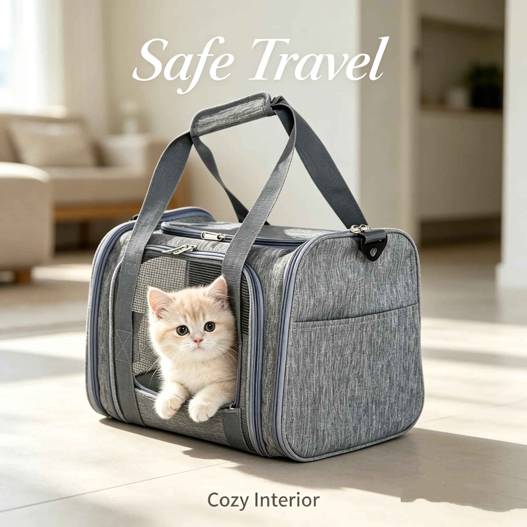 Soft-Sided Pet Carrier Bag for Medium Large Cats & Puppies, Portable Travel Dog Carrier Handbag