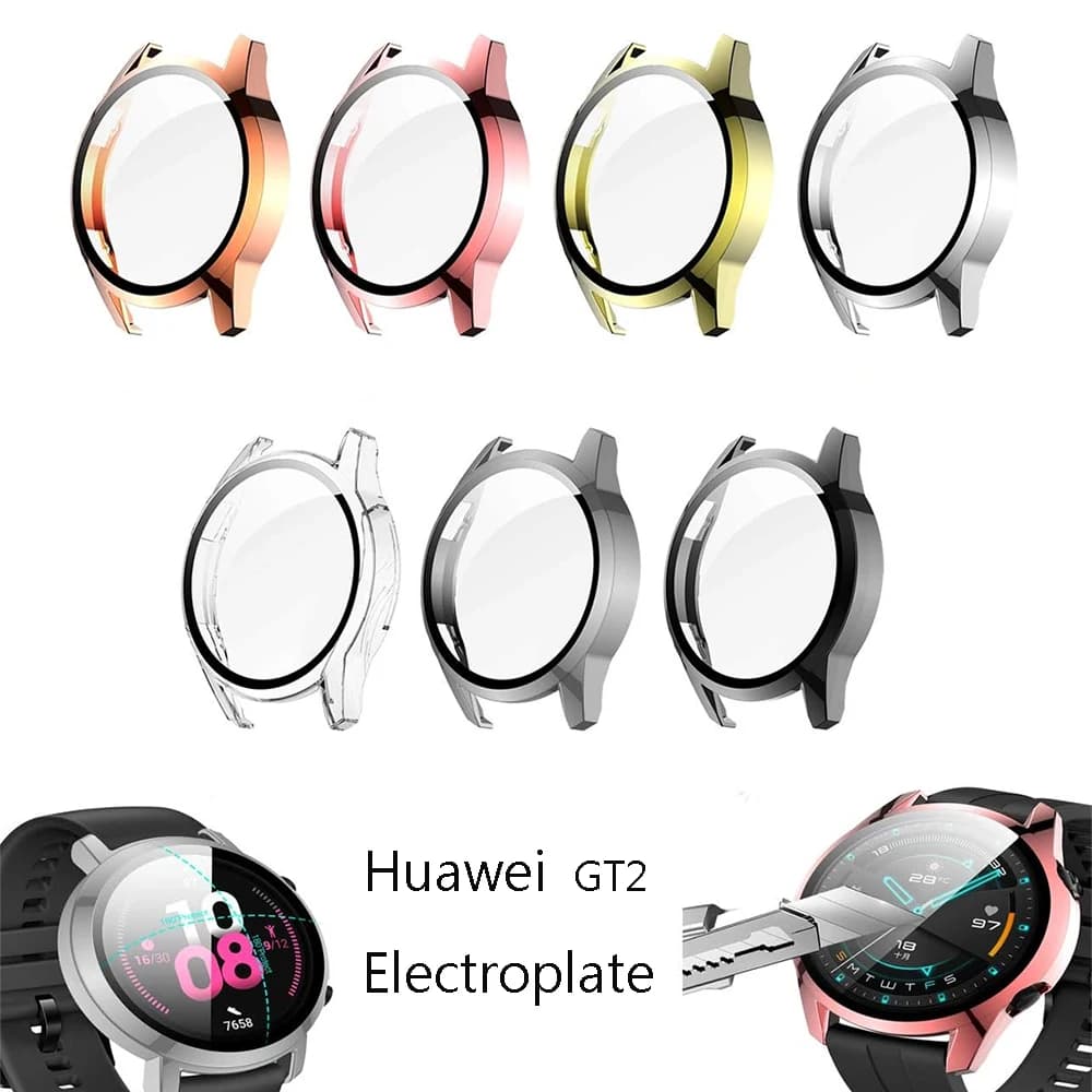 Custodia in vetro temperato per Huawei Watch GT2 42mm 46mm Cover protettiva per schermo paraurti a copertura totale.