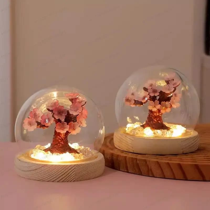 Lampada da Tavolo Fai-da-Te a Forma di Albero di Ciliegio - Illuminazione Ambientale con Luce Bianca Calda, Decorazione Zen per Camera da Letto, Regalo Unico per Donne