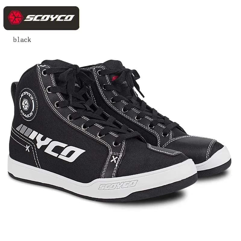 Stivali da moto da uomo SCOYCO Antiusura Anticollisione Scarpe da motocross Stivali da motociclista antiscivolo Cerniera Indossare rapidamente