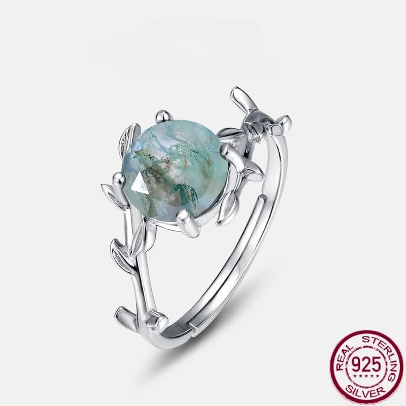 Nuovo S925 argento puro acqua erba agata verde muschio pietra anello di barretta luce gioielli da sposa europei e americani di lusso