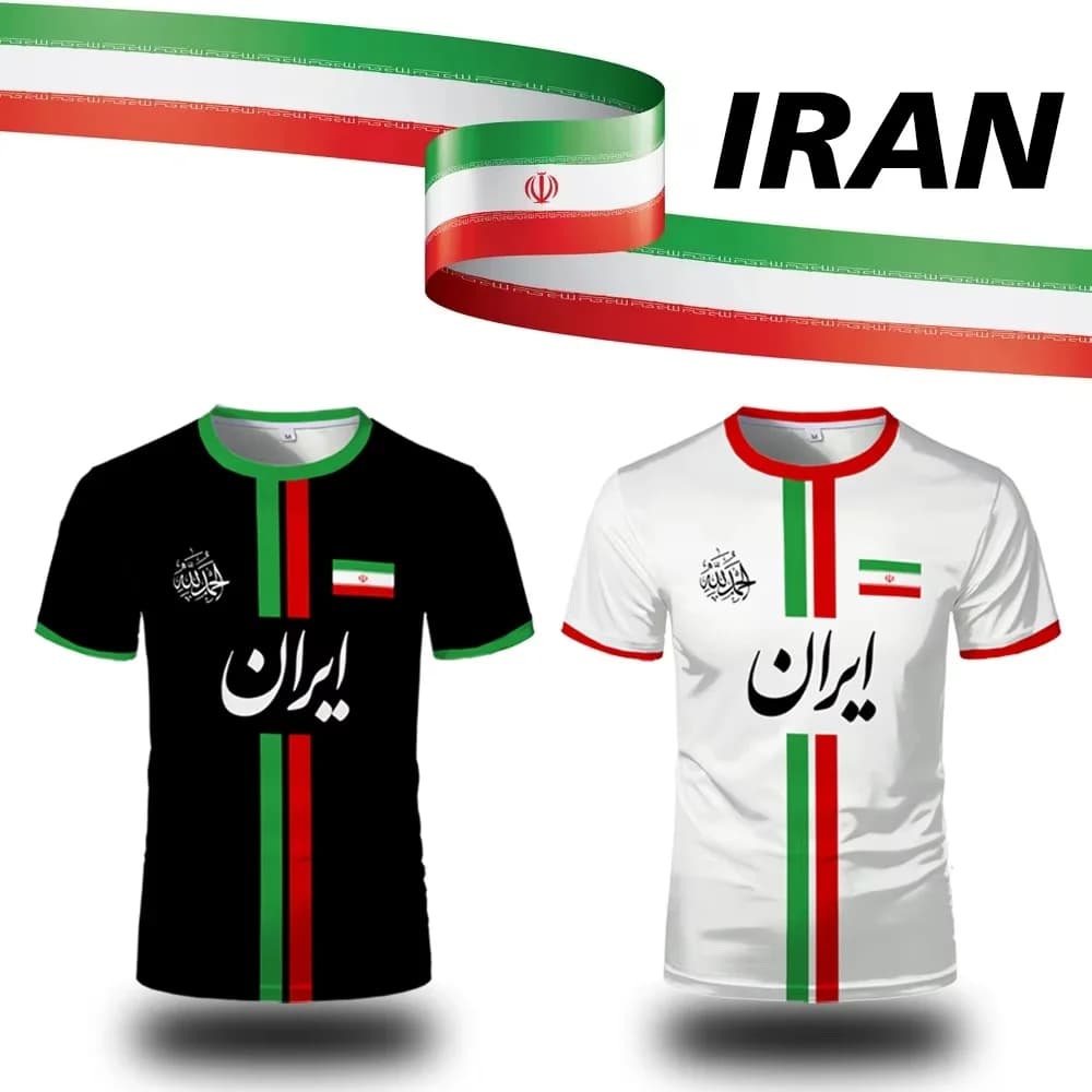 2026 Iran Football Jersey T-shirt Iranian Flag Map Pattern Summer Sports Breathable Quick-drying Short Sleeve Unisex Tops Gift