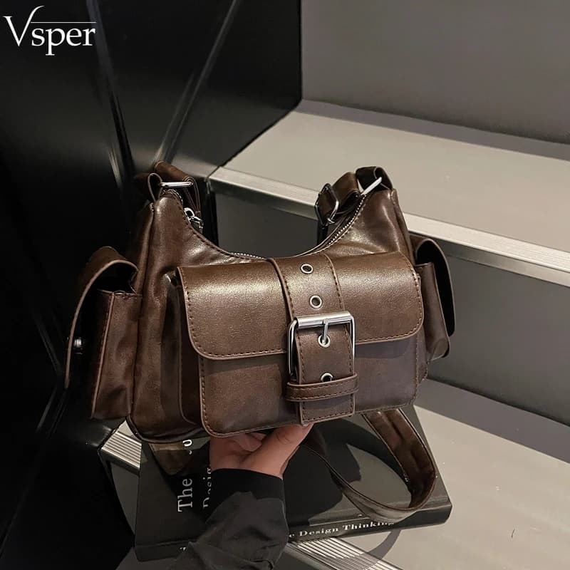 Vsper Biker Style Retro Crossbody Bags For Women Multi-pocket Practical Shoulder Satchels Bag 2026 New Designer Handbags Luxury