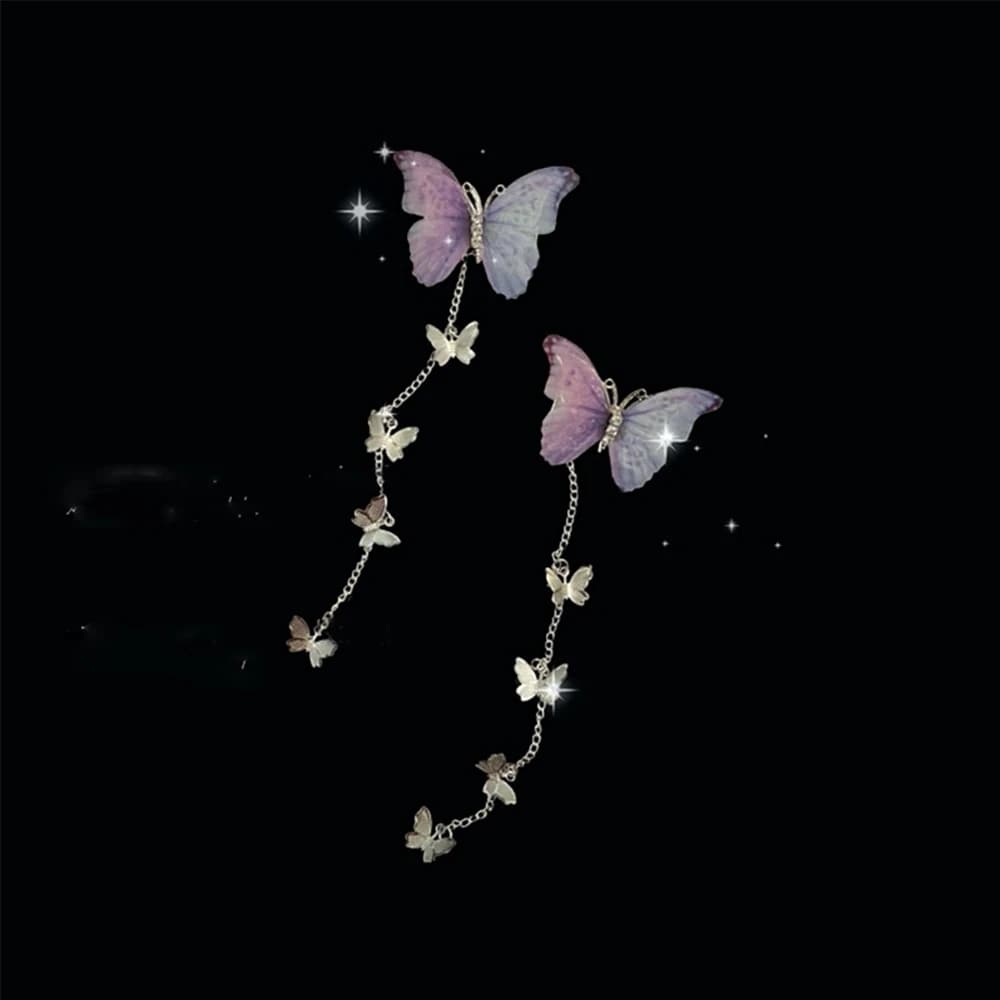 1 Pair of Antique Hair Clips with Butterfly Nappa for Girls and Women, Hair Accessories, Butterfly Clasp, Hanfu Copricapo