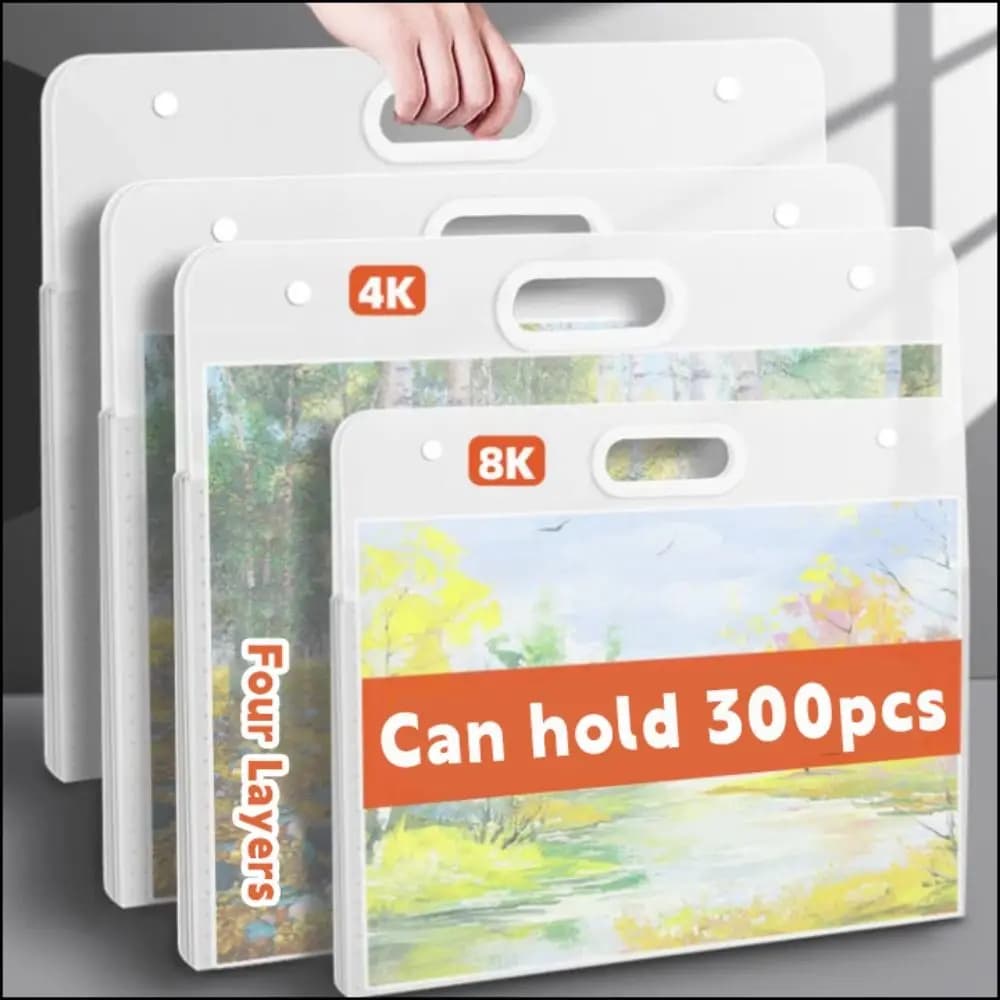 Cartella di file trasparente A2/A3/A4 Borsa per carta da pittura impermeabile a quattro strati Borsa da disegno portatile 4K/8K/16K Regalo per studenti