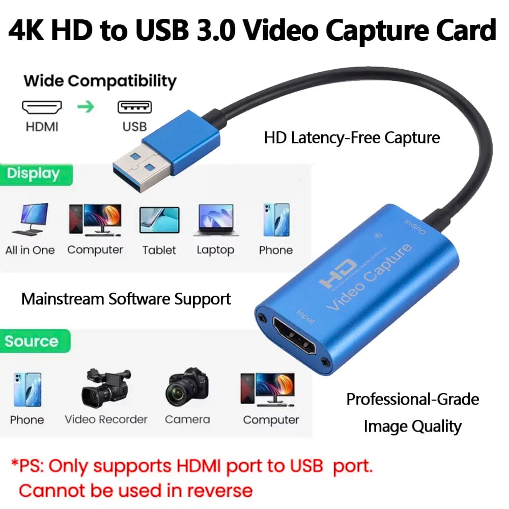Scheda di acquisizione video HD USB 3.0 Dongle registratore da HDMI a USB per PS4 PS5 Nintendo Switch Gioco Registrazione video Trasmissione in diretta