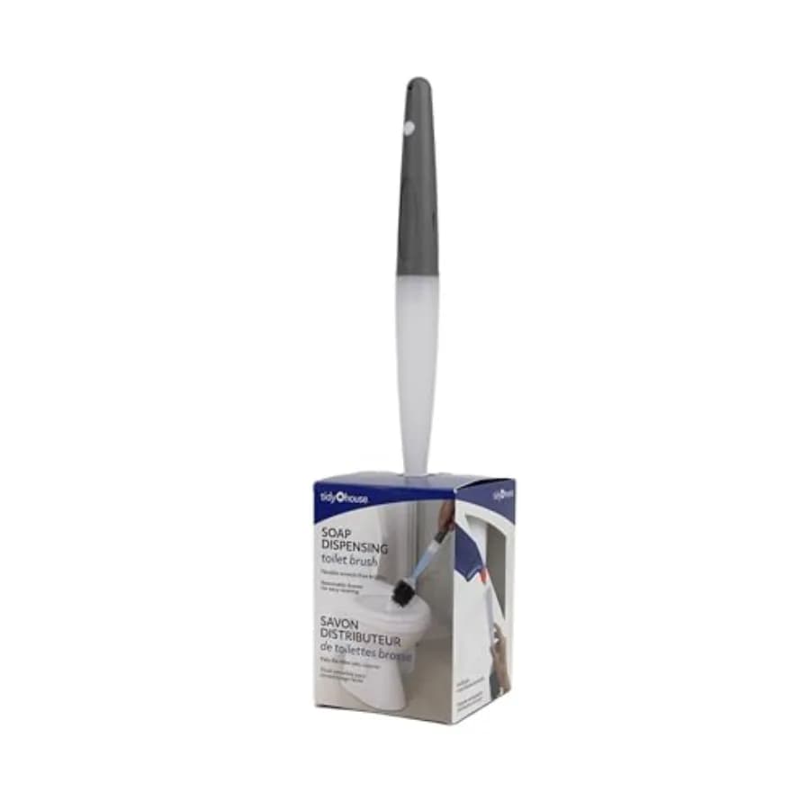 Soap Dispenser Toilet Brush — Leakproof, Refillable Built-in Soap Dispenser, Ventilated Holder, No-Drip Design