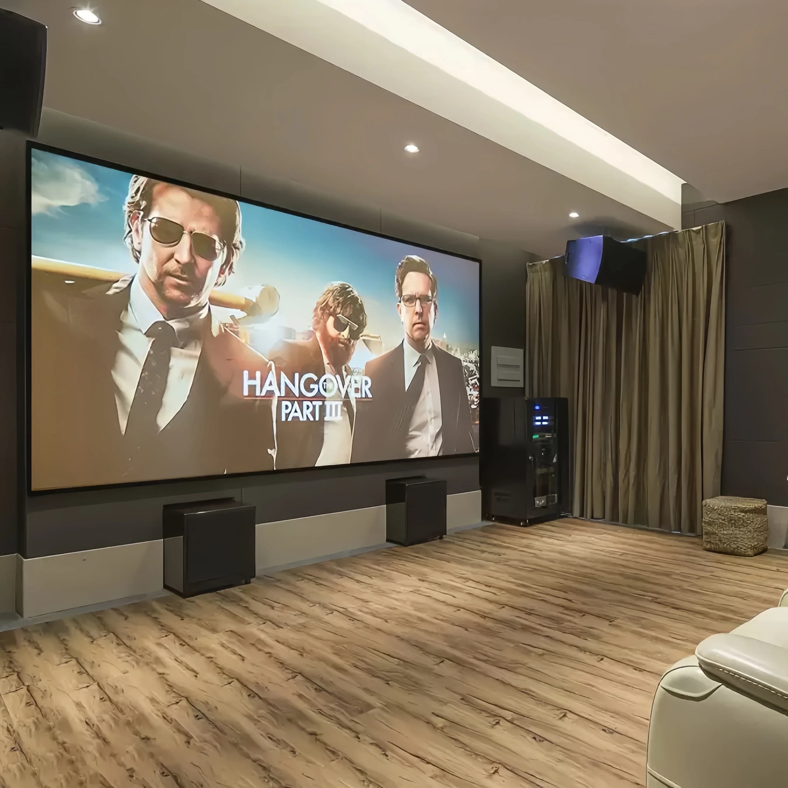 Mivision High Quality Home Theater Zero Edge Fixed Frame ALR Grey Perforated Acoustically Transparent Projector Screen 150inch