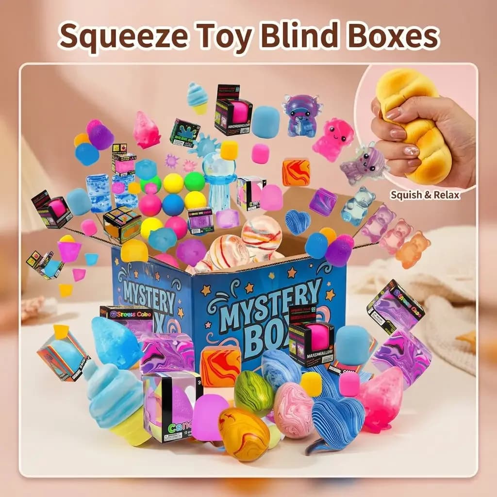 Mystery Squishy Blind Box, Slow Rising Mini Squeeze Fidget Toys, Soft Sensory Stress & Anxiety Relief Squishies for Kids & Adults, Ideal Party Favors, Classroom Prizes & Goodie Bag Fillers