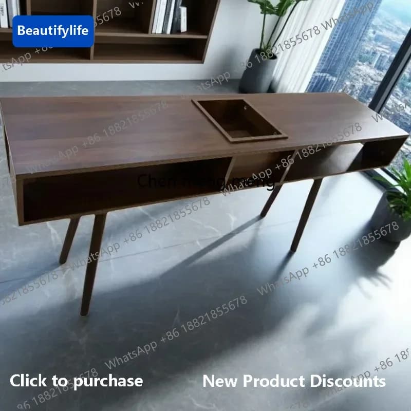 z5556 Scrivania Compatta Ergonomica per Unghie con Cassetti, Organizer per Cosmetici, Trendy Furni