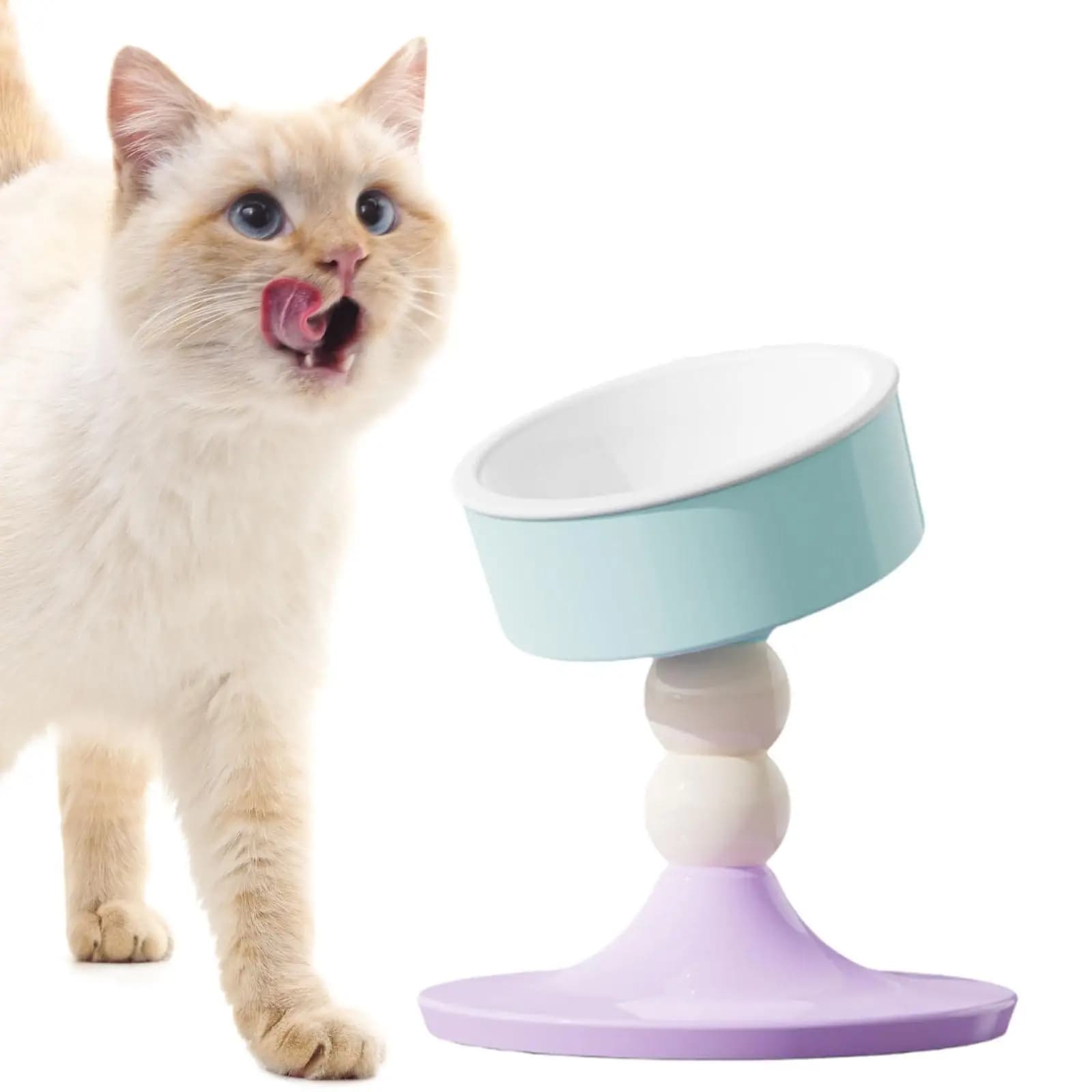 Elevated Cat Bowl Neck Protection Anti Vomiting Kitty Feeder Cat Dish Pet Food Bowl for Puppy Hamster Kitten Cats Small Dogs
