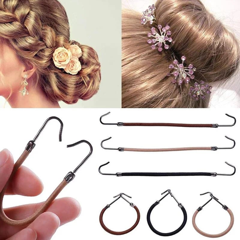 5 /10 Pieces Trendy Double Hooks Hair Band Rubber High Elastic Designed Hairtie Ponytail Headwear Women Accessory