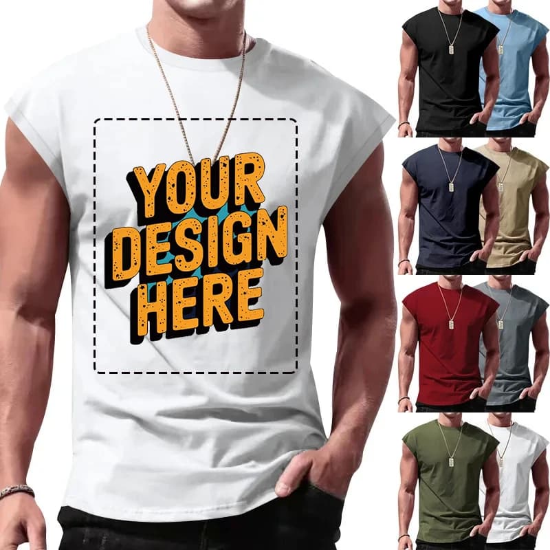 Personalizza il tuo logo Bard Nome della squadra Camicia senza maniche da uomo allentata per il tempo libero estivo da uomo senza maniche transfrontaliera