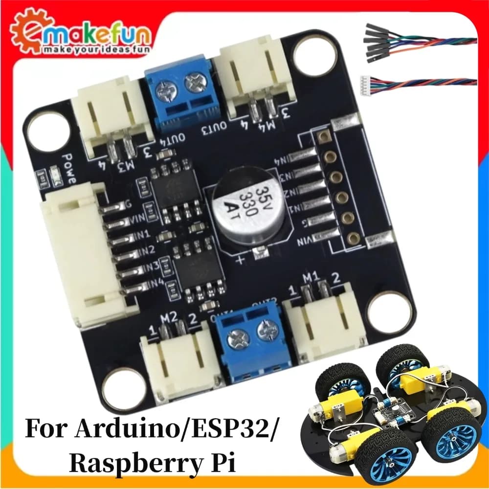 4 TT Motor and Driver Kit for Arduino/ESP32/Raspberry Pi 2-CH RZ7899 Drives 4 DC Motor for L298N DIY Robot Car Starter Kit