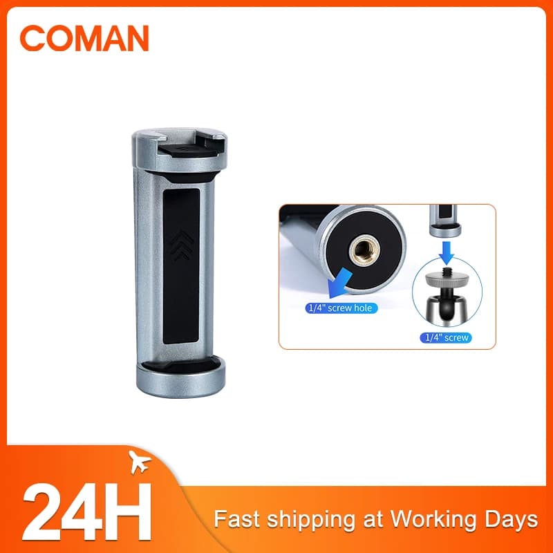 COMAN EX350 Morsetto per supporto per telefono con supporto per slitta fredda per luce video Microfono Treppiede Base monopiede Clip per telefono cellulare per iPhone Samsung