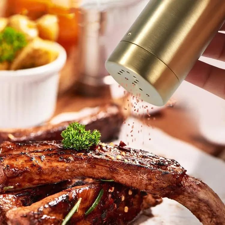 Stainless Steel Seasoning Bottle 1426 Set Salt Bottle Spice Jar Condiment Bottle Kitchen Storage Container Hexagonal Shape