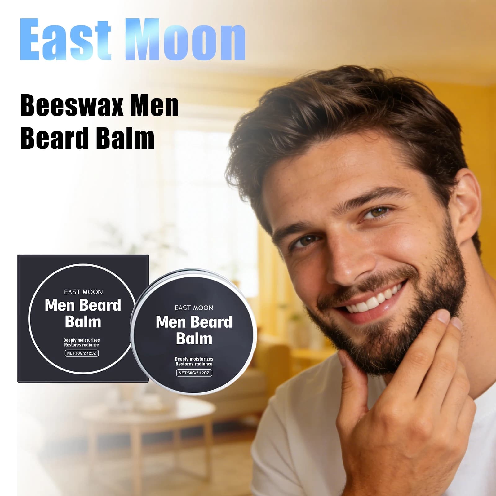 Balsamo per Barba da Uomo alla Cera d'Api, Idrata la Barba Secca, Ammorbidisce i Peli Ruvidi, Ripara i Danni, Effetto Liscio e Confortevole a Lunga Durata, Cura Quotidiana della Barba Maschile