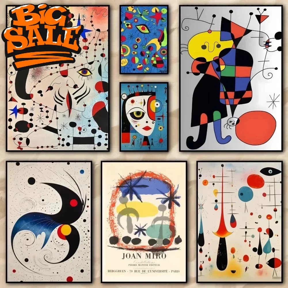 Digital Oil Painting By Numbers Modern Surrealism Joan Miro Art Paint with Numbers Home Decor, Wall Art Perfect Giftframeless,fr