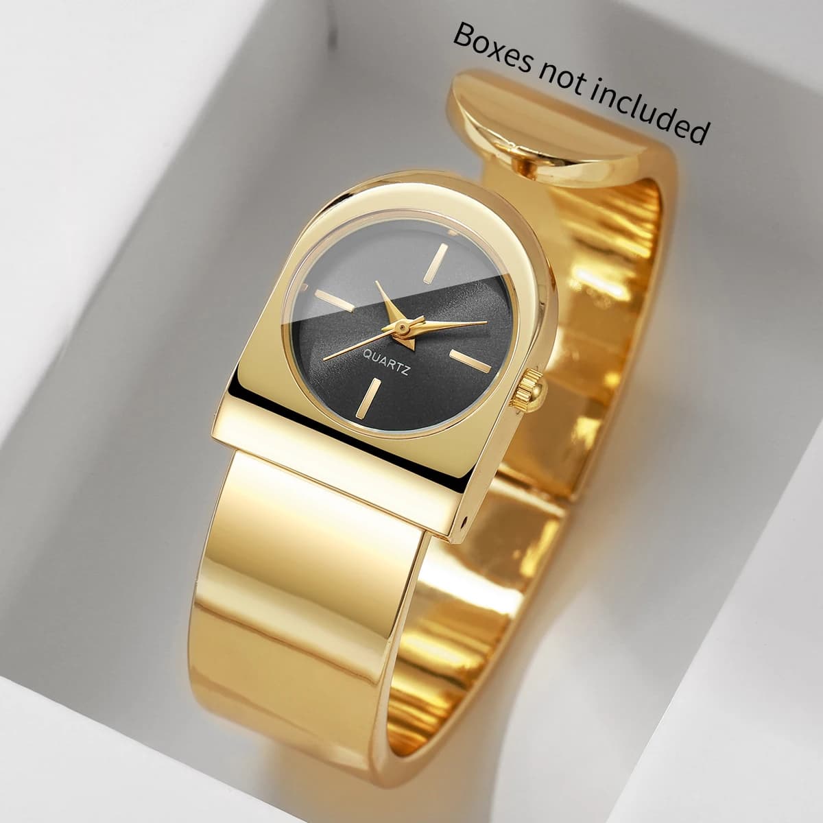 Fashion Golded Cuff Bracelet Strap Women Quartz Watch Unique Dial Ladies Wristwatches Chic Clock Relogio Feminino (Without Box)