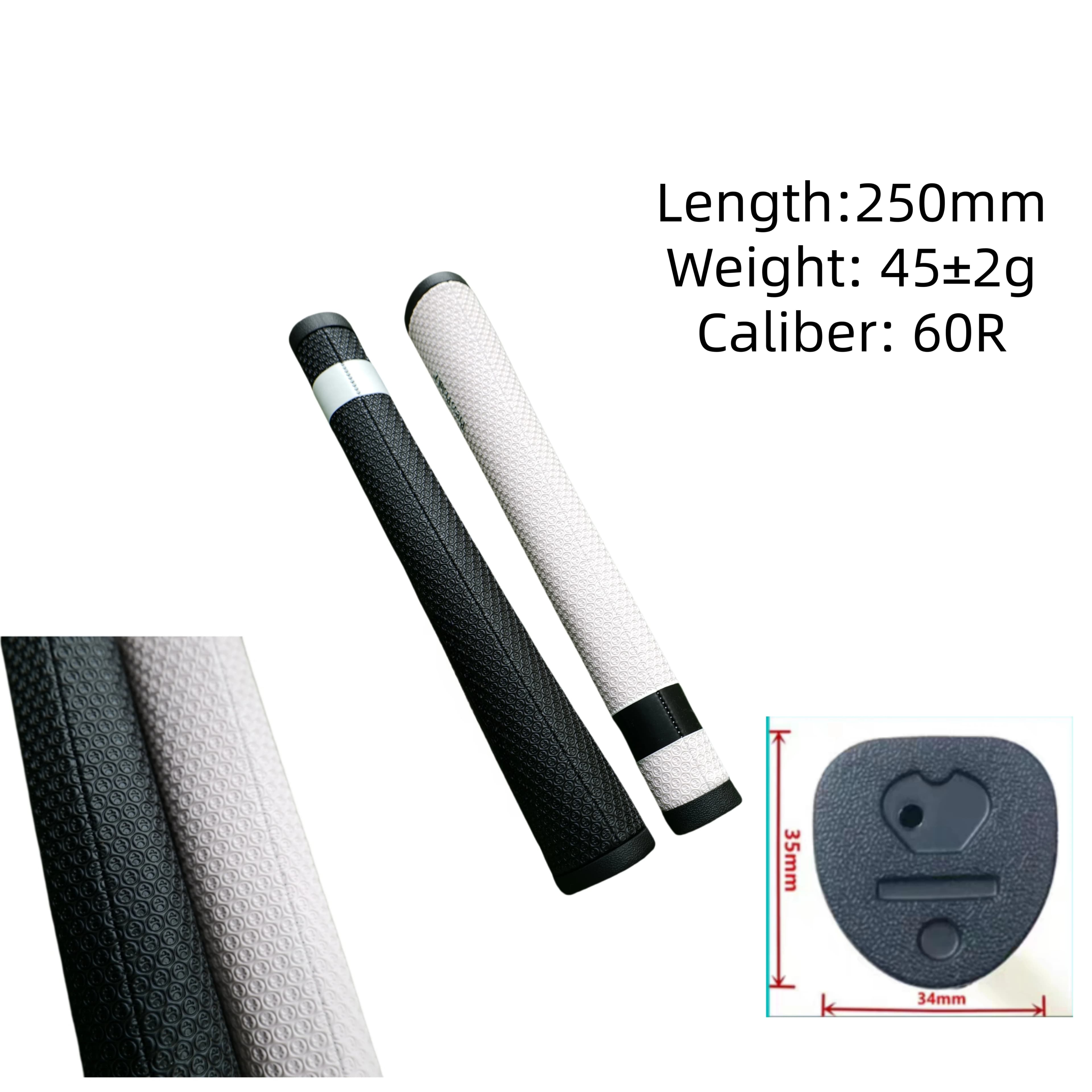 Impugnatura per Putter da Golf 2 ° Design con Fori Offset, Classico Colore Bianco e Nero, Texture Antiscivolo a Nido d'Ape, Materiale PU Morbido e Confortevole, Assorbimento degli Urti