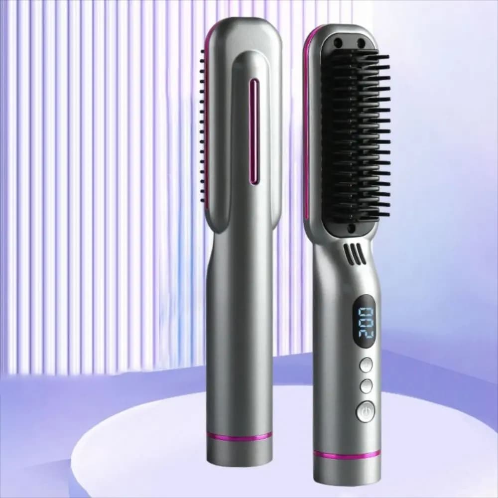 Piastra per Capelli Portatile Wireless Tipo-C con 8 Impostazioni di Temperatura, Pettine Lisciante Mini Ricaricabile