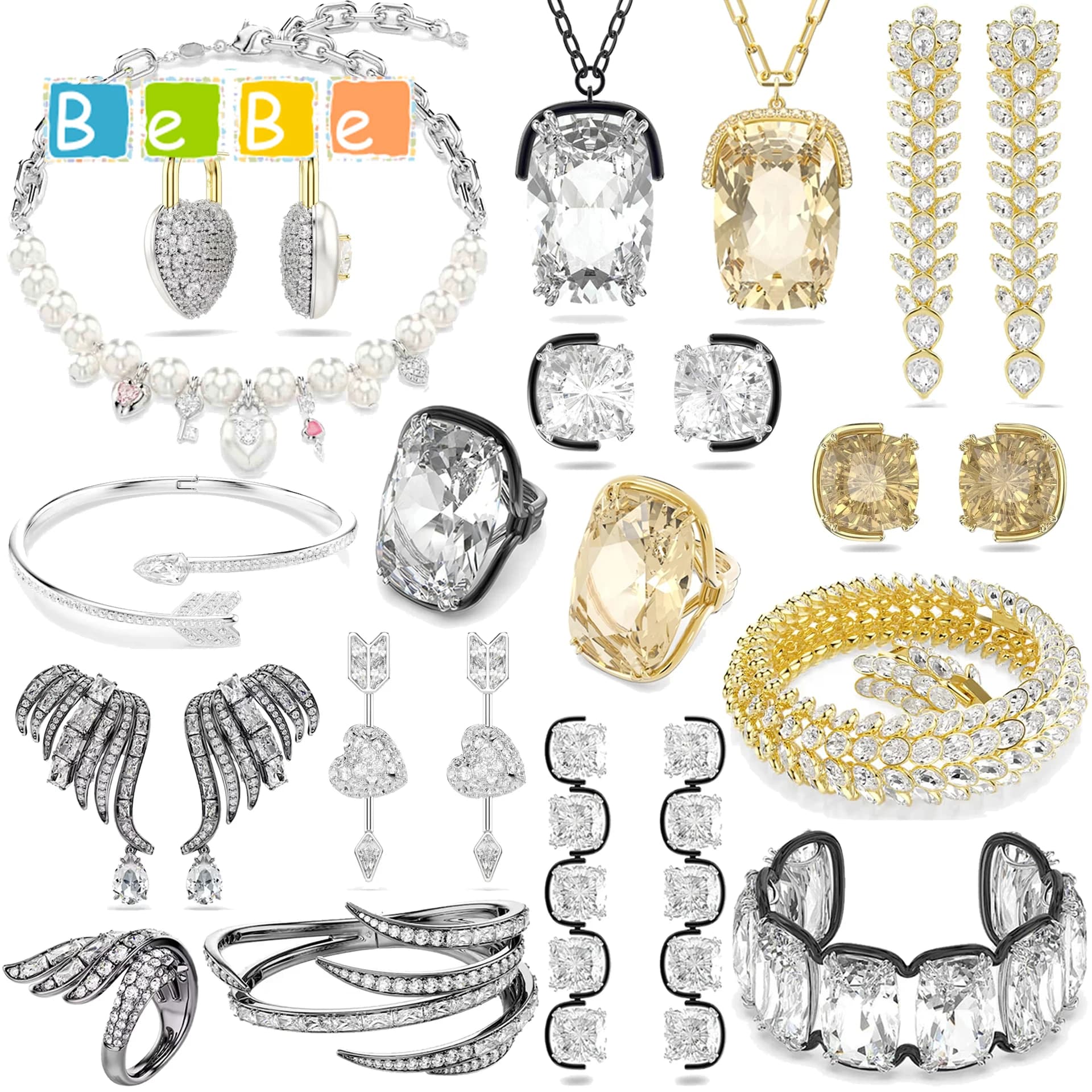 2026 Niche Design Jewelry Set Light Luxury White Heart Necklace Fashionable Women's Bracelet High-end Earrings